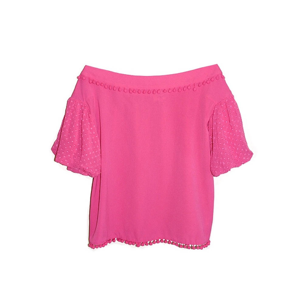 Umgee Hot Pink Off The Shoulder Puff Sleeve Blouse